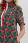 Green Christmas Plaid Mini Dress