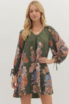 Olive Floral VNeck Dress