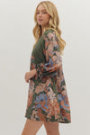 Olive Floral VNeck Dress