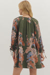 Olive Floral VNeck Dress