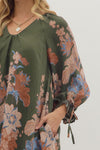 Olive Floral VNeck Dress