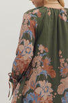 Olive Floral VNeck Dress