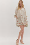 Ecru Embroidery Raglan Mini Dress
