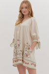 Ecru Embroidery Raglan Mini Dress