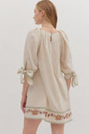 Ecru Embroidery Raglan Mini Dress