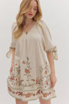 Ecru Embroidery Raglan Mini Dress