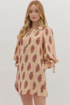 Ecru Floral Puff Sleeve Mini Dress