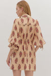 Ecru Floral Puff Sleeve Mini Dress