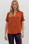 Entro Rust V-Neck Top