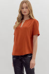 Entro Rust V-Neck Top