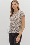 Cream Leopard Cap Sleeve Top