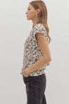 Cream Leopard Cap Sleeve Top