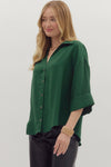Hunter Green Button Up Top