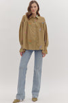 Camel Embroidered Botanical Long Sleeve Top