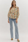Ecru Floral Button Down Top