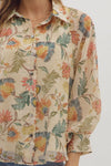 Ecru Floral Button Down Top