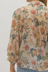 Ecru Floral Button Down Top