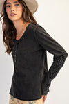 Black Crochet Lace Cotton Slub Top