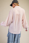Dusty Rose Striped Button Down Top