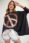 Black Peace Patch Oversized Tunic