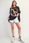 Black Peace Patch Oversized Tunic
