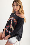 Black Peace Patch Oversized Tunic