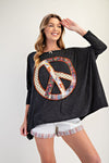 Black Peace Patch Oversized Tunic