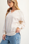 FLORAL PRINT WASHED THERMAL PULLOVER