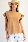 Camel Wing Sleeve Mineral Washed Top