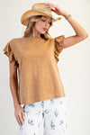 Camel Wing Sleeve Mineral Washed Top