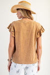 Camel Wing Sleeve Mineral Washed Top