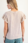 Mushroom Wing Sleeve Mineral Washed Top