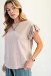 Mushroom Wing Sleeve Mineral Washed Top