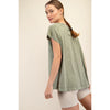 Olive Mineral Washed Short Sleeve Top