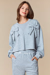 Padded Bow Crop Sweatshirt