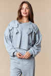 Padded Bow Crop Sweatshirt