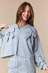 Padded Bow Crop Sweatshirt