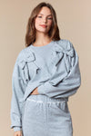 Padded Bow Crop Sweatshirt
