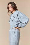 Padded Bow Crop Sweatshirt