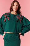Christmas Bow Crop Sweatshirt