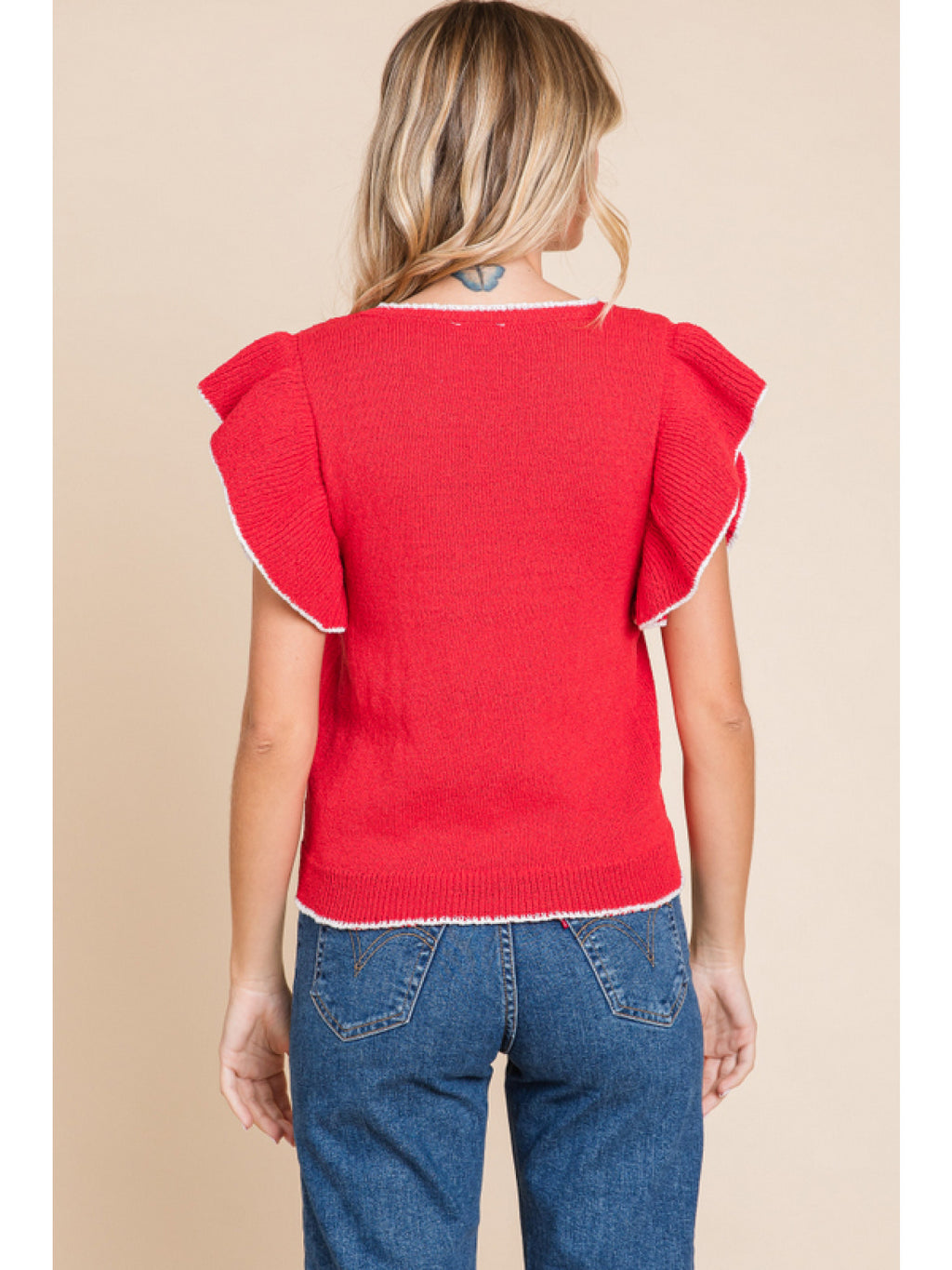 Red Summer Knit Top