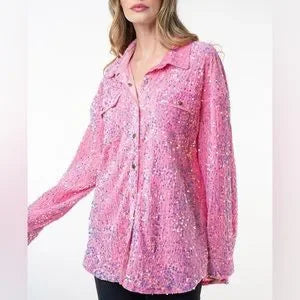 Velvet & Sequin Shirt - Pink