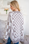 Mocha Checked Cardigan