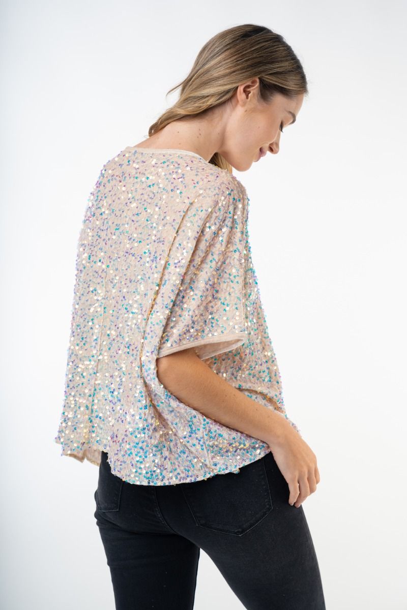 Sequin SS Top - Ivory