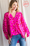 Sylvia Hot Pink Cheetah Print Top